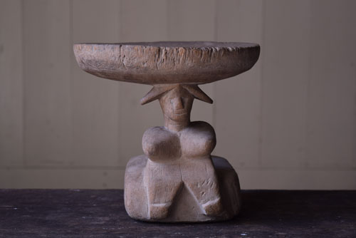 正面,アンティーク,アフリカ,台,杯,一本彫り,スツール,木製,プリミティブ,民族