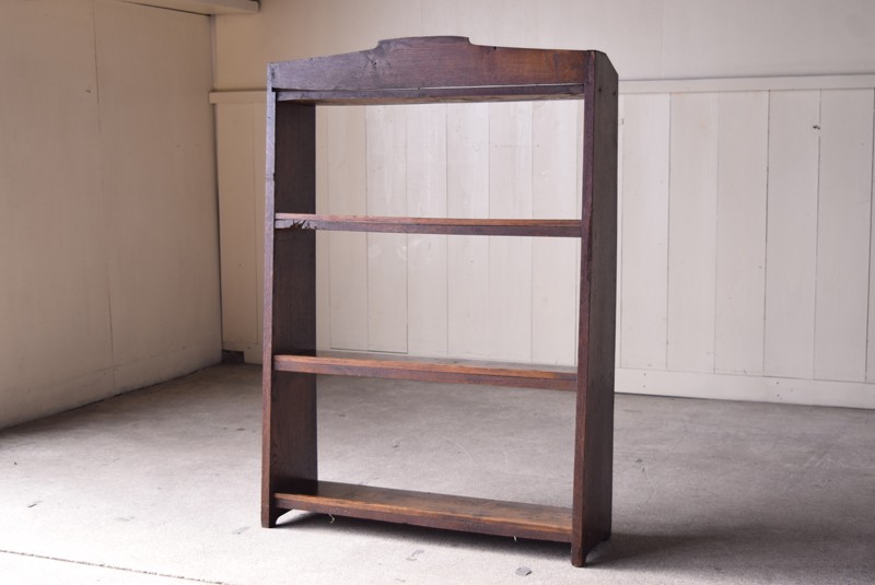 アンティーク ナラ材無垢 4段 木味の薄型本棚 | REFACTORY antiques