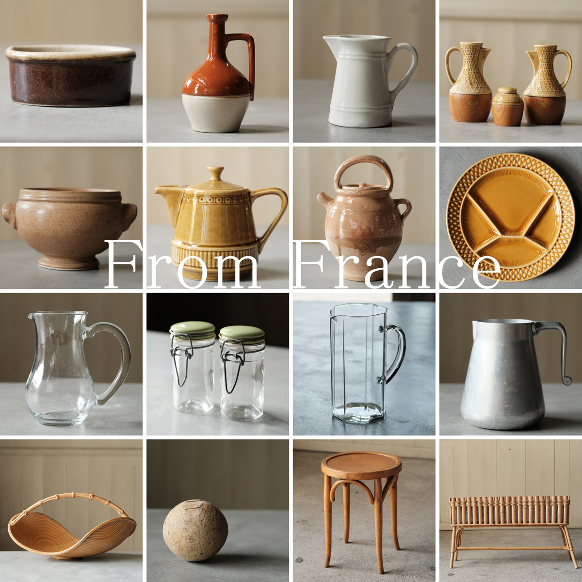 フランスアンティークの陶器やガラス、小家具などをオンラインショップにアップしました