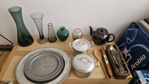 ドイツバウハウスガラスの買取フランスアンティークピューター食器